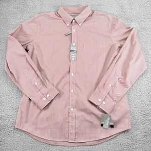 Falls Creek Shirt Mens Large Orange Check Tailored Fit Stretch Button Down NWT‎